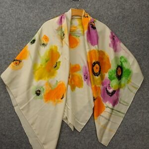 Oversized Floral Square Shawl Scarf Garden Yellow Purple Poppy Flower 52x52